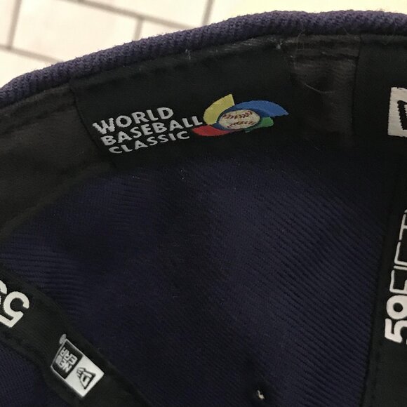 United States Hat Cap Fitted Mens 7 3/8 Navy WBC Baseball Team USA Flag New Era - Picture 8 of 8